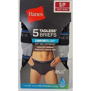 Hanes Tagless Briefs Men's S (28-30") ComfortBlend 5-Pack Underwear